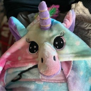 Super Soft Unicorn Bathrobe with Tie Closure in Pastel Rainbow Colors Size 10-11